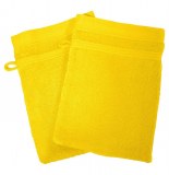 2 gants de toilette vitamine - 15 x 21 cm - eponge - jaune