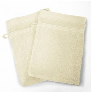 2 gants de toilette vitamine - 15 x 21 cm - eponge - naturel