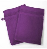 2 gants de toilette vitamine - 15 x 21 cm - eponge - violet