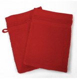 2 gants de toilette vitamine - 15 x 21 cm - eponge - rouge