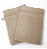 2 gants de toilette vitamine - 15 x 21 cm - eponge - taupe