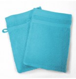 2 gants de toilette vitamine - 15 x 21 cm - eponge - turquoise