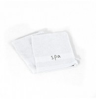 2 gants de toilette spa douceur - 16 x 21 cm - eponge - blanc