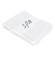 Drap de bain brodé spa - 90 x 150 cm - eponge - blanc