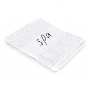 Drap de douche brodé spa - 70 x 130 cm - eponge - blanc