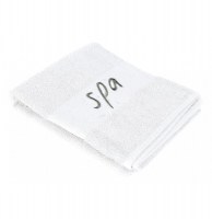 Drap de douche brodé spa - 70 x 130 cm - eponge - blanc