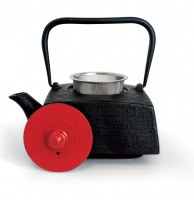 Théière nung avecÂ couvercleÂ rouge - fonte - noir