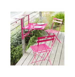 Tablette de balcon - baltra - 60 x 53 x 56 cm - acier - framboise