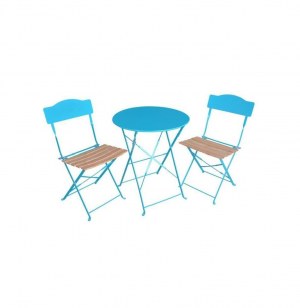 Salon de terrasse - helena - acier et bois - lagon