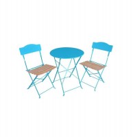 Salon de terrasse - helena - acier et bois - lagon