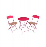 Salon de terrasse - helena - acier et bois - framboise