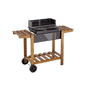 Barbecue au charbon avec chariot - 122.50 x 46.50 x 96.50 cm - noir