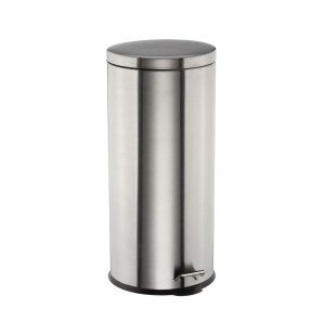 Poubelle ronde - 30l - acier inoxydable - gris