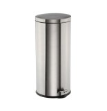 Poubelle ronde - 30l - acier inoxydable - gris