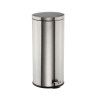 Poubelle ronde - 30l - acier inoxydable - gris