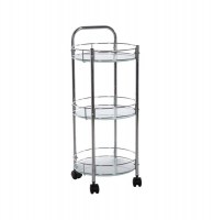 Etagère 3 plateaux à roulettes - métal et verre