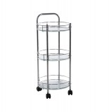Etagère 3 plateaux à roulettes - métal et verre