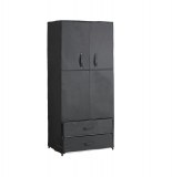 Penderie portes et tiroirs - 74 x 46 x 172 cm - gris foncé