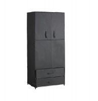 Penderie portes et tiroirs - 74 x 46 x 172 cm - gris foncé