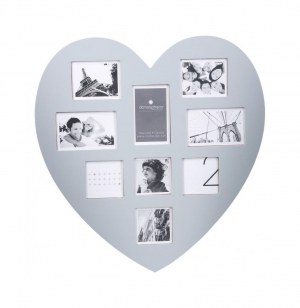 Cadre photo pêle-mêle en coeur 9 photos - 32 x 0.9 x 31 cm - mdf et