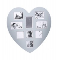 Cadre photo pêle-mêle en coeur 9 photos - 32 x 0.9 x 31 cm - mdf et