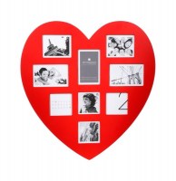 Cadre photo pêle-mêle en coeur 9 photos - 32 x 0.9 x 31 cm - mdf et