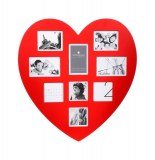 Cadre photo pêle-mêle en coeur 9 photos - 32 x 0.9 x 31 cm - mdf et