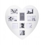 Cadre photo pêle-mêle en coeur 9 photos - 32 x 0.9 x 31 cm - mdf et