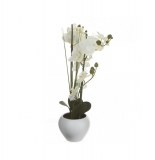 Orchidée et vase en céramique - 50 x 28 x 53 cm - blanc