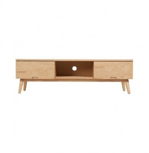 Meuble bas - lerka - 2 tiroirs - 150 x 45 x 45 cm - mdf - naturel