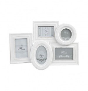 Cadre photo pêle-mêle pour 5 photos - charme - 56 x 2.5 x 32 cm - bl