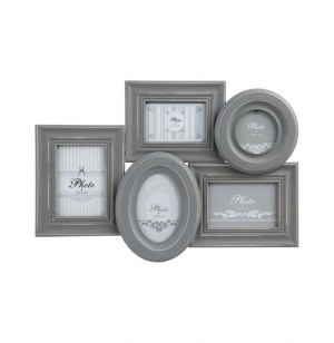 Cadre photo pêle-mêle pour 5 photos - charme - 56 x 2.5 x 32 cm - gr