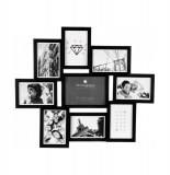 Cadre photo pêle-mêle pour 9 photos - 58.5 x 2.5 x 50.5 cm - noir