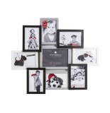 Cadre photo pêle-mêle pour 9 photos - 58.5 x 2.5 x 50.5 cm - noir et