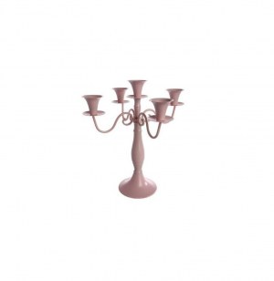 Bougeoir à 5 têtes - 36 x 30 cm - fer - rose