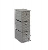 Meuble 3 tiroirs - 18 x 25 x 49 cm - polypropylène et acier - gris