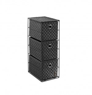 Meuble 3 tiroirs - 18 x 25 x 49 cm - polypropylène et acier - noir