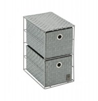 Meuble 2 tiroirs - 18 x 25 x 33 cm - polypropylène et acier - gris