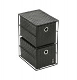 Meuble 2 tiroirs - 18 x 25 x 33 cm - polypropylène et acier - noir