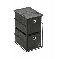 Meuble 2 tiroirs - 18 x 25 x 33 cm - polypropylène et acier - noir