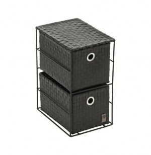 Meuble 2 tiroirs - 18 x 25 x 33 cm - polypropylène et acier - noir