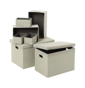 Lot de 12 paniers - polypropylène - beige