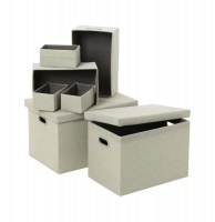 Lot de 12 paniers - polypropylène - beige