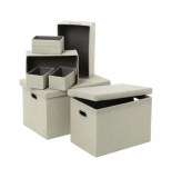 Lot de 12 paniers - polypropylène - beige