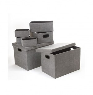 Lot de 12 paniers - polypropylène - gris