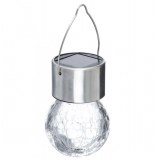 Lampe solaire suspendue - 10 cm - inox et verre