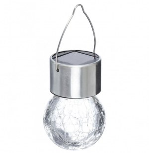 Lampe solaire suspendue - 10 cm - inox et verre