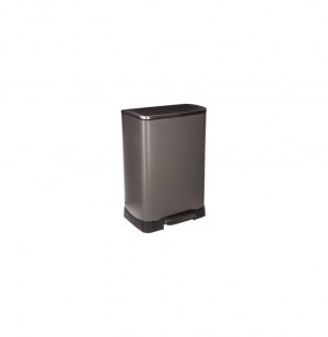 Poubelle ovale - 50l - acier inoxydable - gris foncé