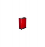 Poubelle ovale - 50l - acier inoxydable - rouge