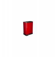 Poubelle ovale - 50l - acier inoxydable - rouge
